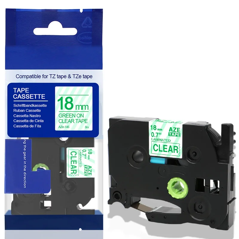Green on Clear Fimax совместимый с Brother P-touch принтер этикеток TZe-241 TZ-241 18 мм* 8 m черным по белому Tze241 для Brother P-touch принтеры этикеток - Цвет: Green on Clear