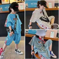 childrens clothing sets summer girls short sleeve pants new boys loose casual handsome t shirt sets kids clothes