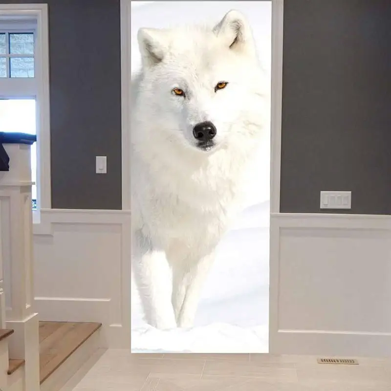 2 шт белая Лисичка узор наклейка на дверь милые обои шикарная Наклейка стену