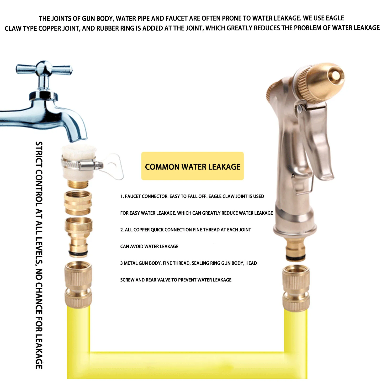 

Washer Adaptor High Pressure Punching Car All Copper Nozzle Watering Car Wash Tool Portable Extendable Garden Watering Sprayer