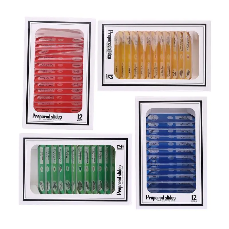 

48pcs/set Kids Plastic Prepared Microscope Slides Biological Specimen Sample 63HF