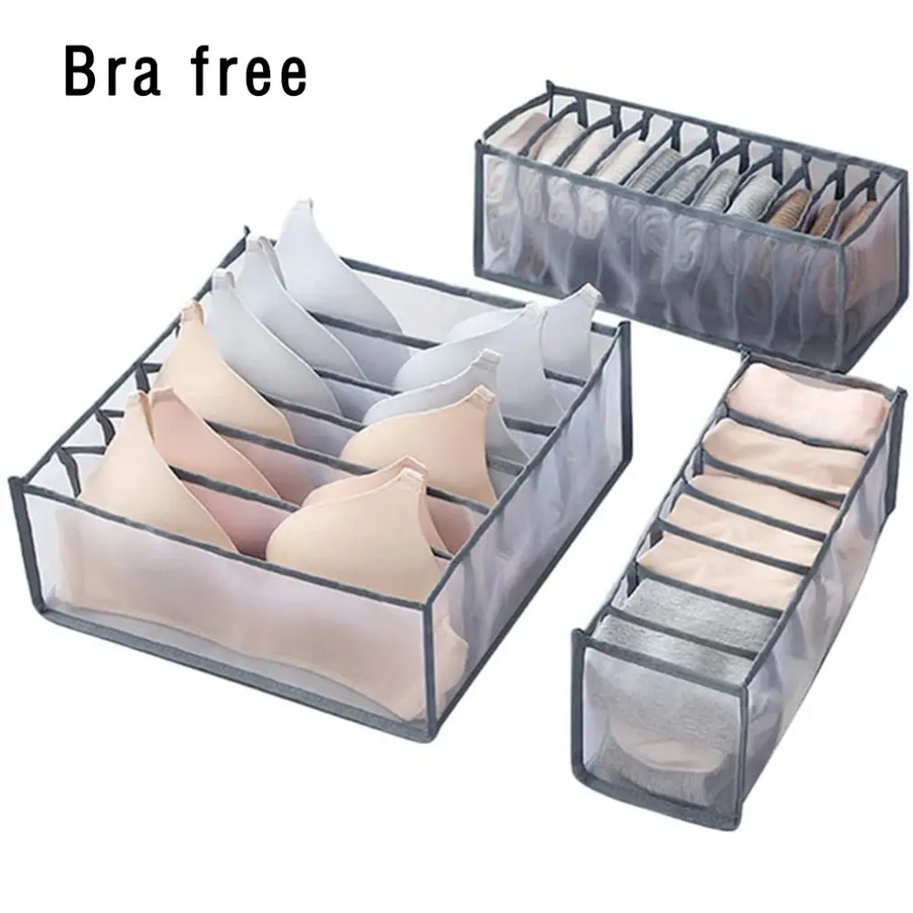 

Underwear Storage Boxes 3-piece Set Socks Closets And Drawers Drawer Division Folding Case Wardrobe Storage Container Boxes