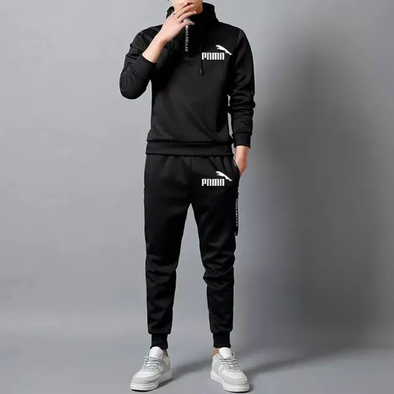 

Men's autumn winter Hooded Sweatshirt pull rope sports suit 2020 men's Pullover two piece set casual men's youth suit track and