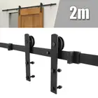 Оборудование для раздвижной двери сарая для дверей в европейском стиле, черная подвесная направляющая для шкафа, деревянная дверь, система для сарая, комплект направляющих 200 см HWC