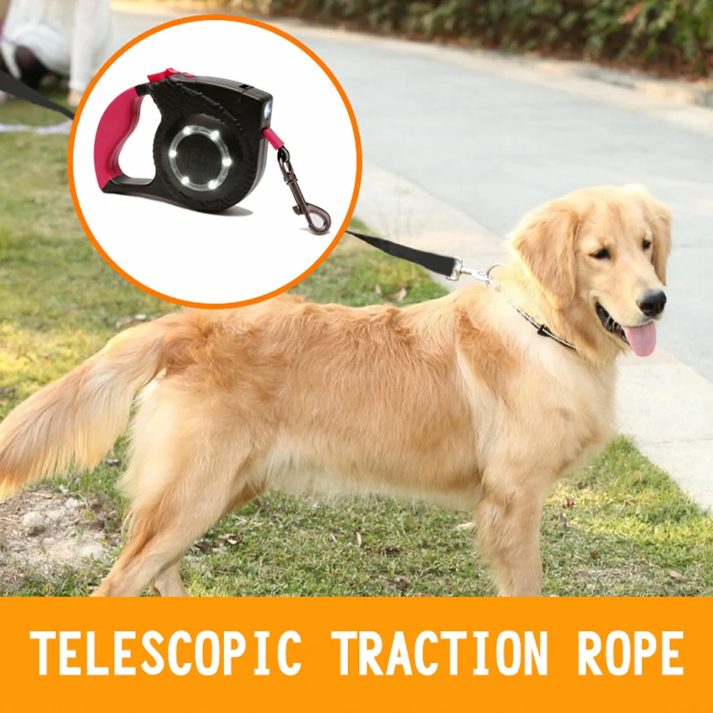 

Pet Retractable Dog Leash LED Flexible Leash Puppy Cat Automatic Lead for Big Dog Reflective Dog Leash Lead Nylon with LED Light