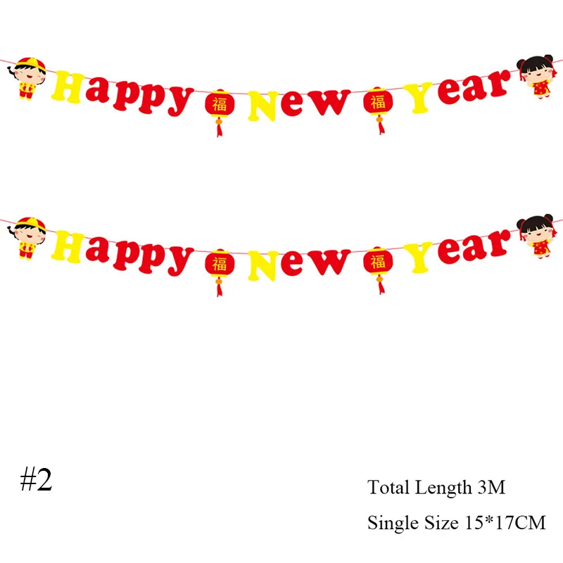 

2021New Year's Banner Flags Traditional Banner 3M Spring Festival Party Home DIY Decoration Garlands Hanging Flags Wholesale