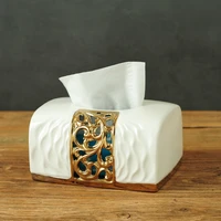 luxury nordic ceramic tissue box cover gold plating desk napkins tissue holder for home living room decro