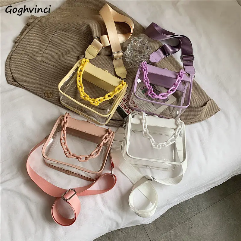 

Transparent Crossbody Bags Women Ins Chain Casual Korean Style Females Handbags Simple All-match Mini Bag Shoulder Summer New