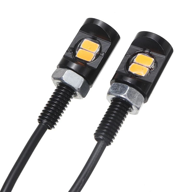 Mayitr 2 шт. 12V Алюминий Авто Янтарный 2LED номерного знака светильник винт лампа на