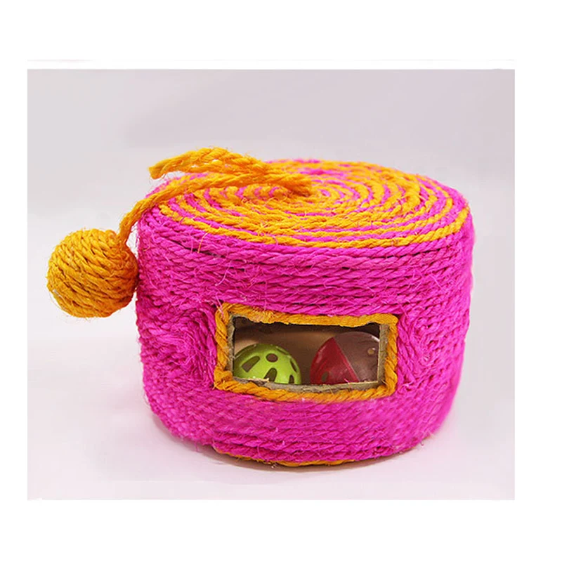 Pet Cat Toy Sisal Roller Scratching Post Cat Grinding Claws Sound Toys Woven Drum Type Wear-resistant Scartching Barrel