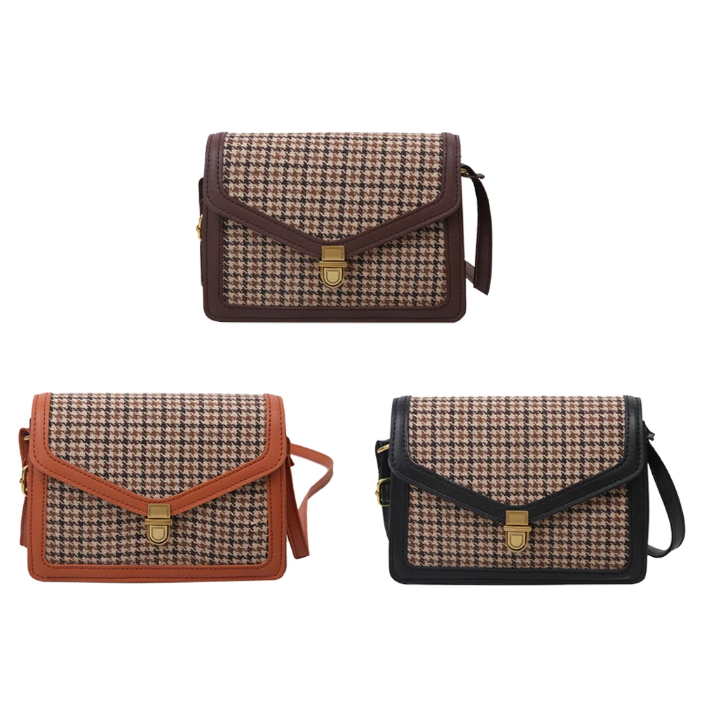 

Portable Women PU Leather Purse Women Plaid Pattern Underarm Bags Casual Travel Street Shoulder Top-handle Clutches