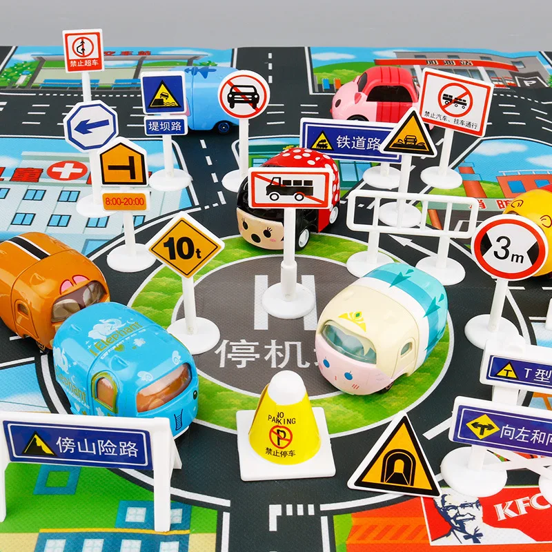 

DIY 18pcs Set of Traffic Sign Model Parking Toys Alloy Toy Accessories Children's Sticker Matching