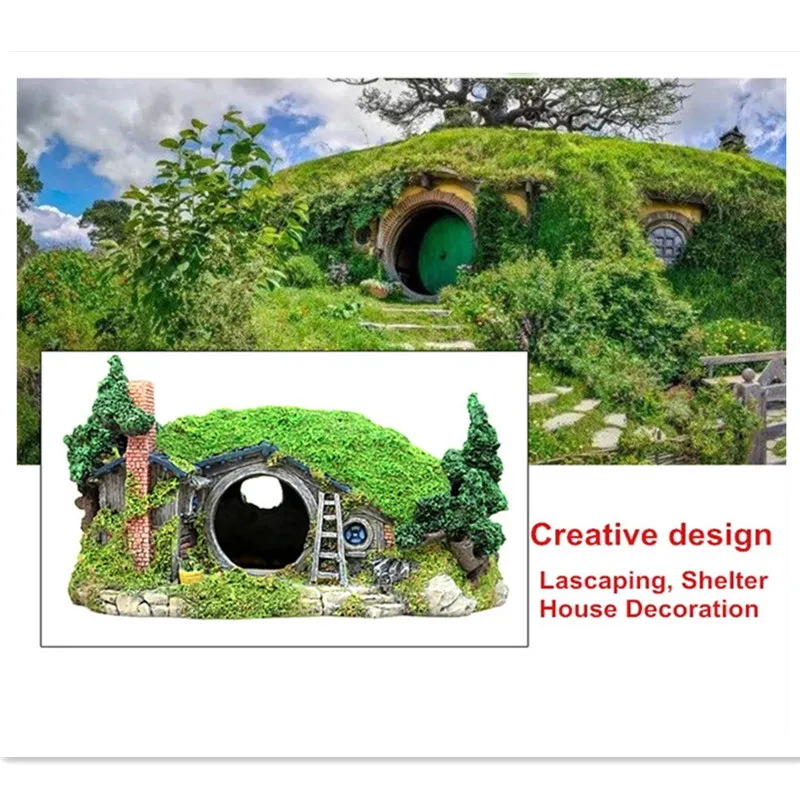 Домик укрытие для аквариума украшение скальных участков искусственная рептилия