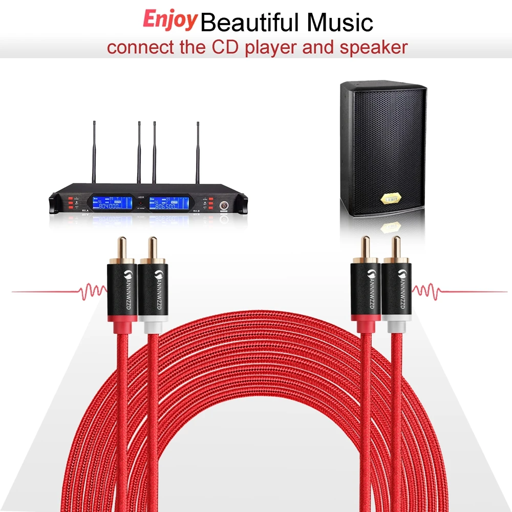 Кабель RCA с разъемами 2RCA и аудиокабель позолоченным разъемом Папа папа для