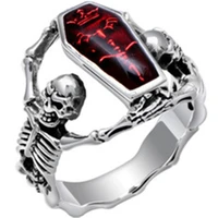 milangir hot sale vintage vampire bat skull ring punk rock style mens finger ring jewelry