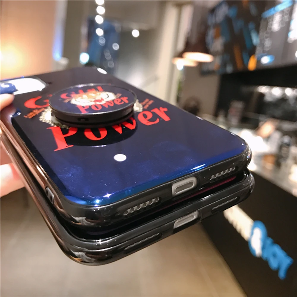 Cool Tigers lion blu-ray soft silicone cover for iphone 11 11Pro Xr Xs Max X 7 8 Plus Stand Holder Back Cover Coques |