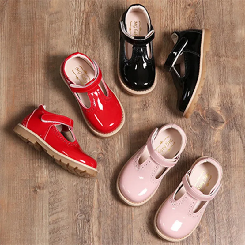 

Children Shoes Girls Princess Party Wedding Dress Shoes Patent Leather Roman Design Black School Uniform Shoes For Kids Toddler