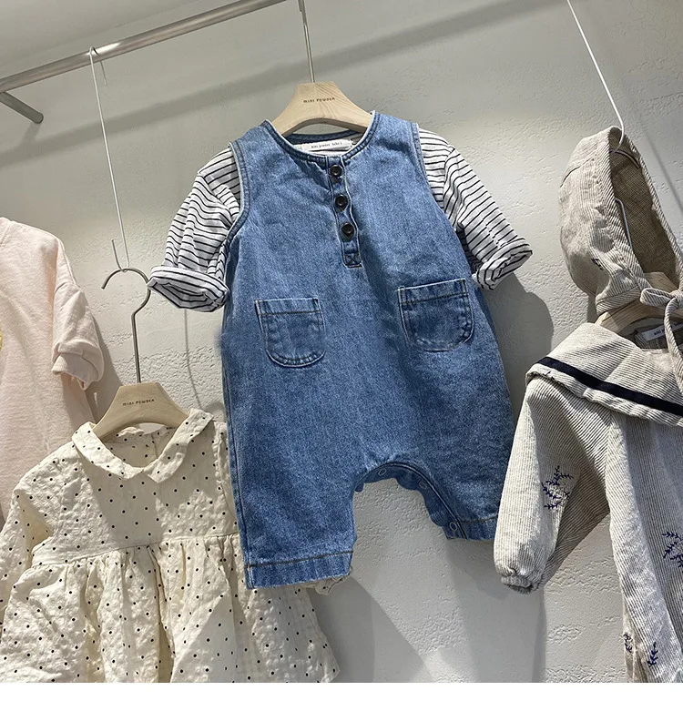 Корейский стиль Сезон весна-осень Ковбойские штаны с поясом для маленьких