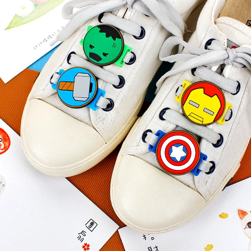 The Avengers Disney Kawaii Marvel Sports Shoelace Buckle  Action Figure Toys Accessories Iron Man Captain America Spiderman