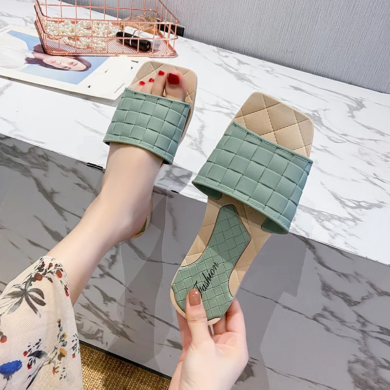 

Low Flat Shoes Female Slippers Women Summer Slides Pantofle Soft 2021 PU Plastic Rome Concise Low Shoes Slippers Flat Slides Sli