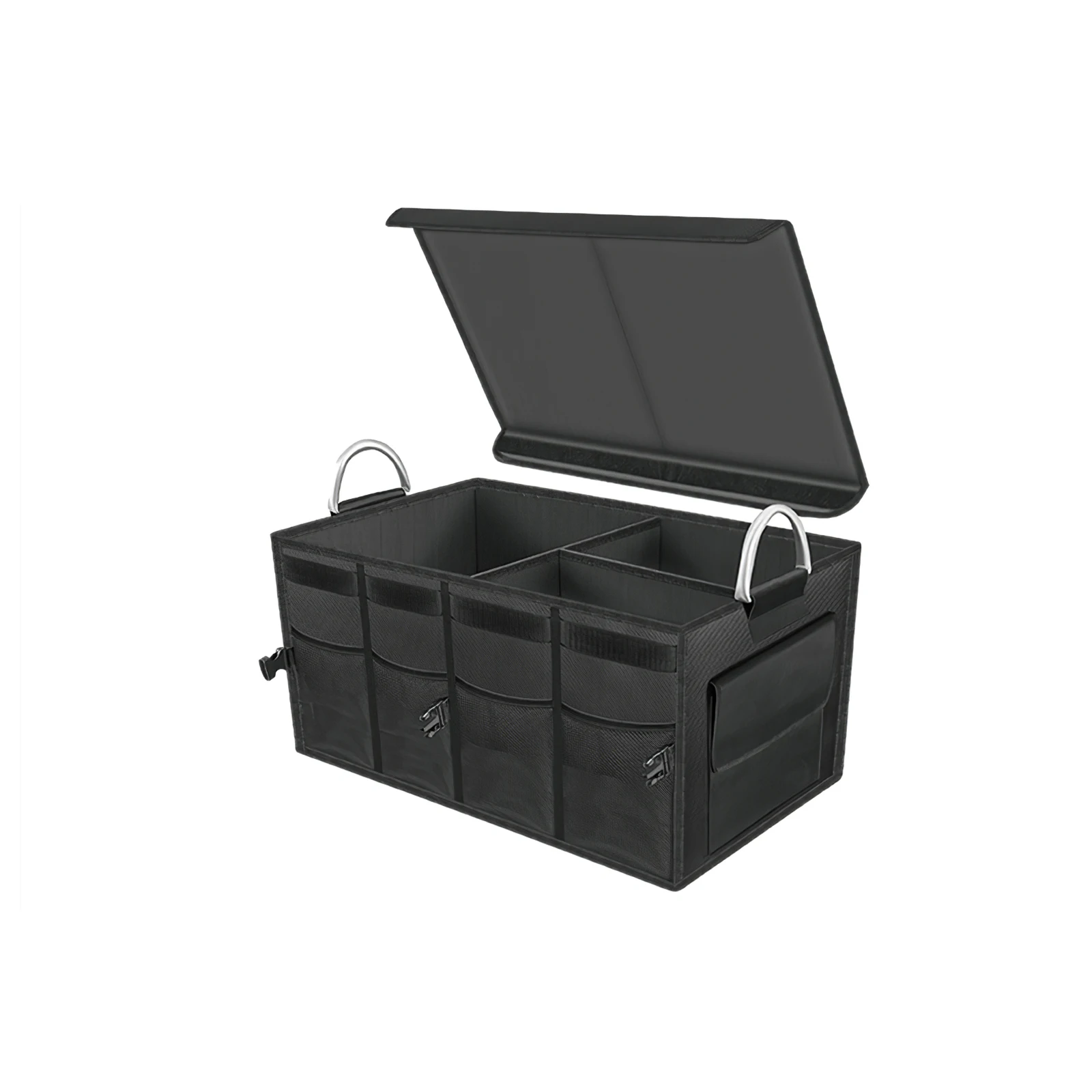 Скидка TiOODRE автомобильный ящик для хранения с металлическими ручками, Складной автомобильный ящик для хранения с внешними сумками для хранения, ор...