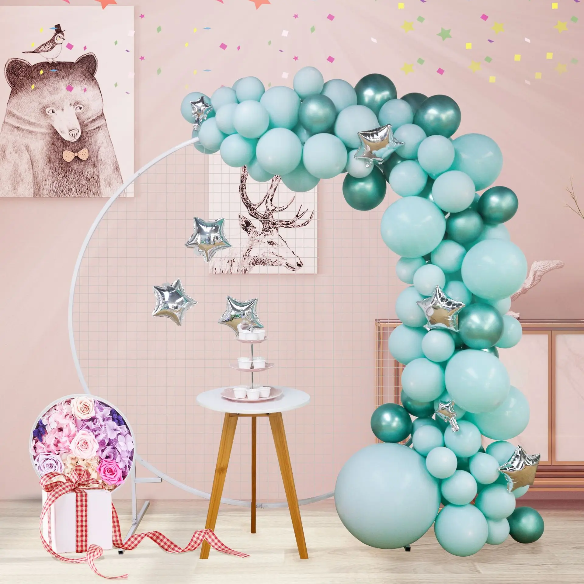 

75pcs Summer New Tiffany Blue Balloon Chain Garland Arch Set Wedding Birthday Party Theme Opening Ceremony Balloon Decoration