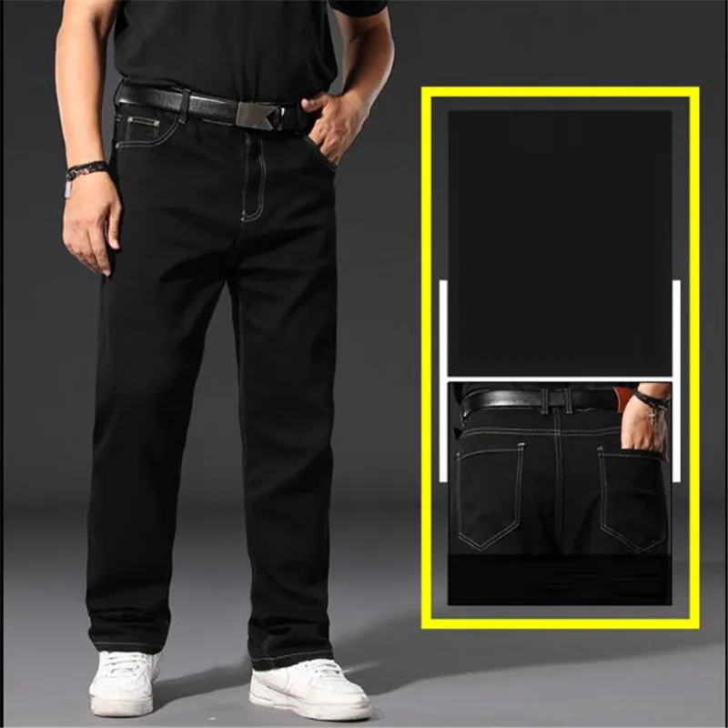 Классические джинсы размера плюс для мужчин 140 кг Экстра большой размер 42 44 46 48 мужские брюки из денима