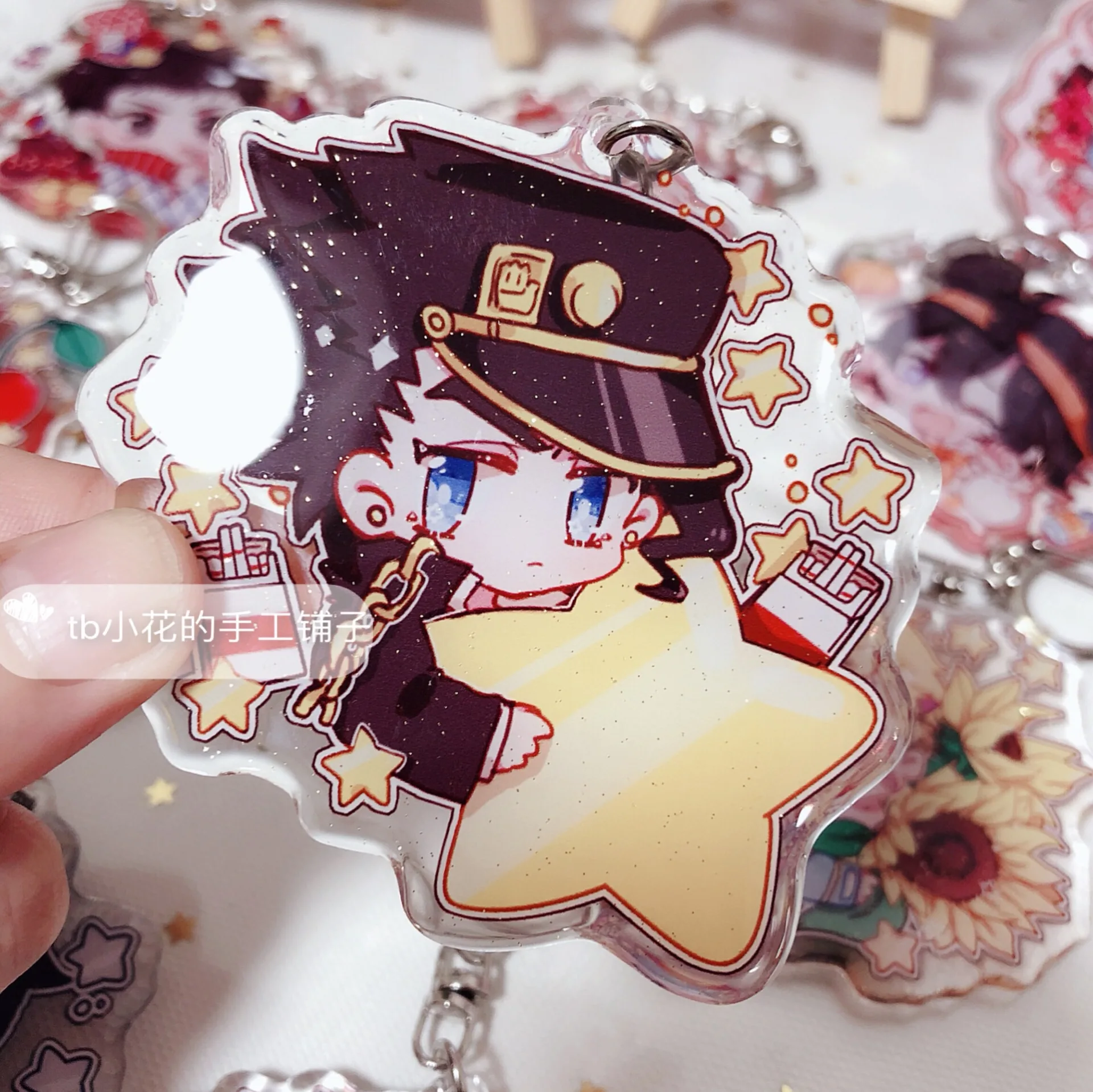 JOJO невероятное приключение Золотой ветер Bucciarati Kujo JotaroHigashikata Josuke фигурка Косплей акриловый брелок Подвеска для ключей - Цвет: 15