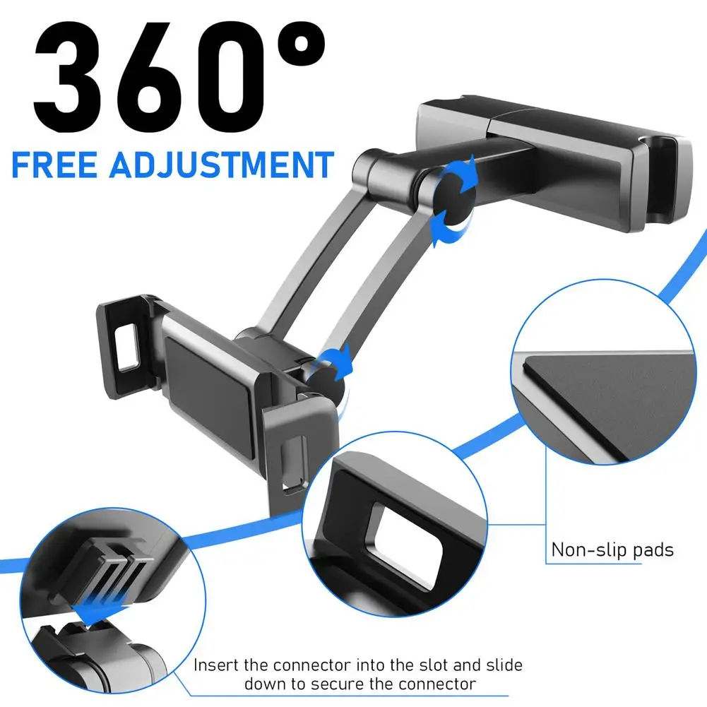 flexible 360 degree rotating tablet car holder for ipad car pillow phone holder tablet stand back seat headrest mount bracket free global shipping