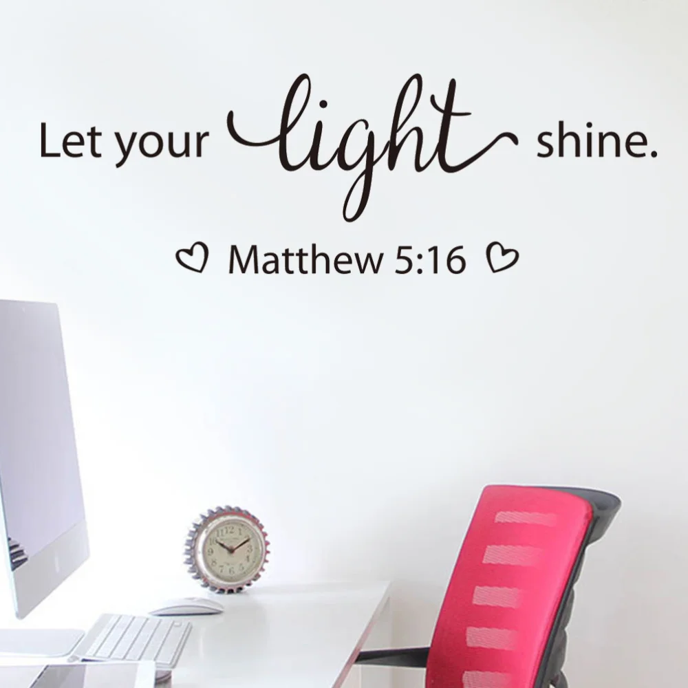 

Let Your Light Shine Matthew 5:16 Religious Quotes Vinyl Wall Decal Art Lettering Wall Stickers Christian Home Decor