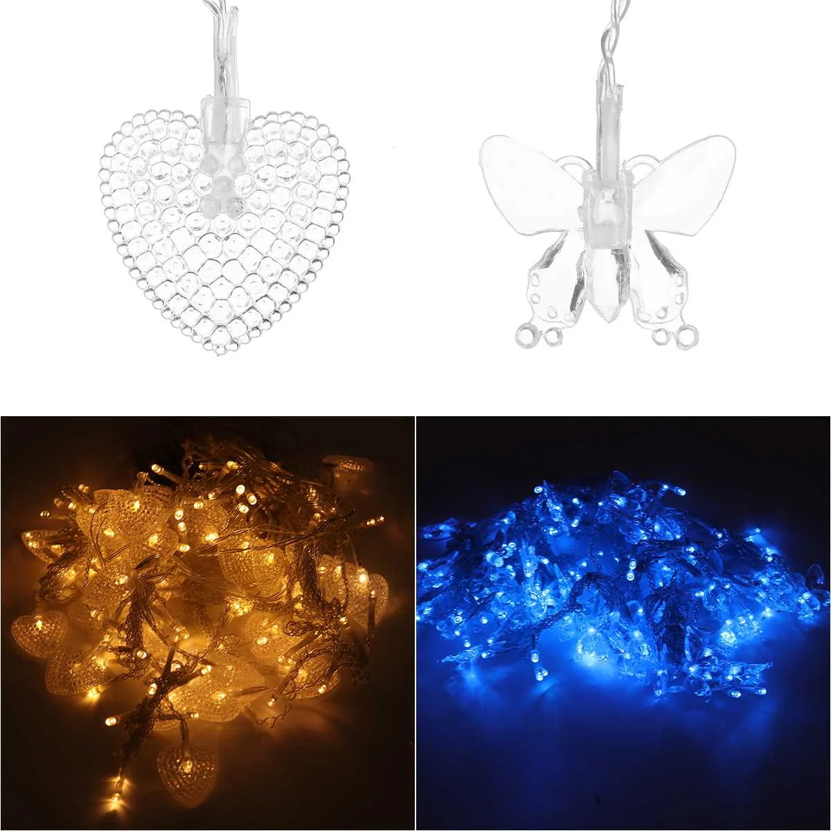

Love/Butterfly Shape LED Light String Outdoor Bedroom Decor Lamp Waterproof Ambience Lights Christmas Wedding Party Decor 2X1.5m