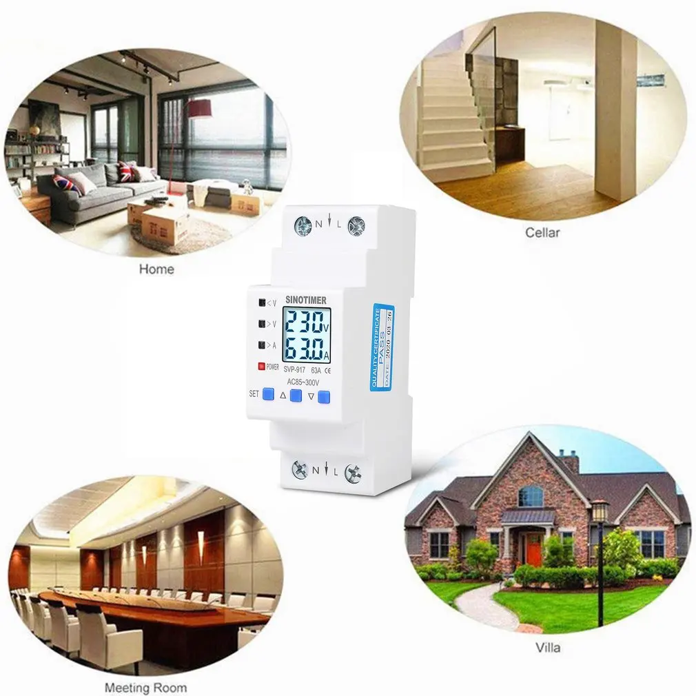 

85-300V Adjustable Over And Under Voltage Protective Energy Meter Cycle Switch Timer Delay Control Over Current Protection
