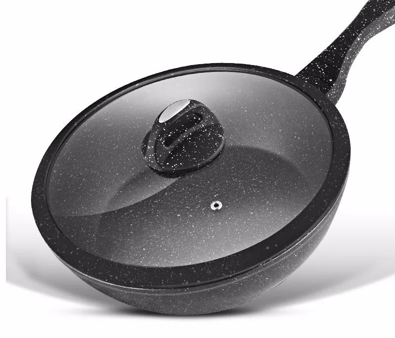 

New 20-28cm Non-stick Frying Pan Medical Stone Wok Coating Chef's Pan Cookware with/without Cover Use For Gas & Incuction Cooker