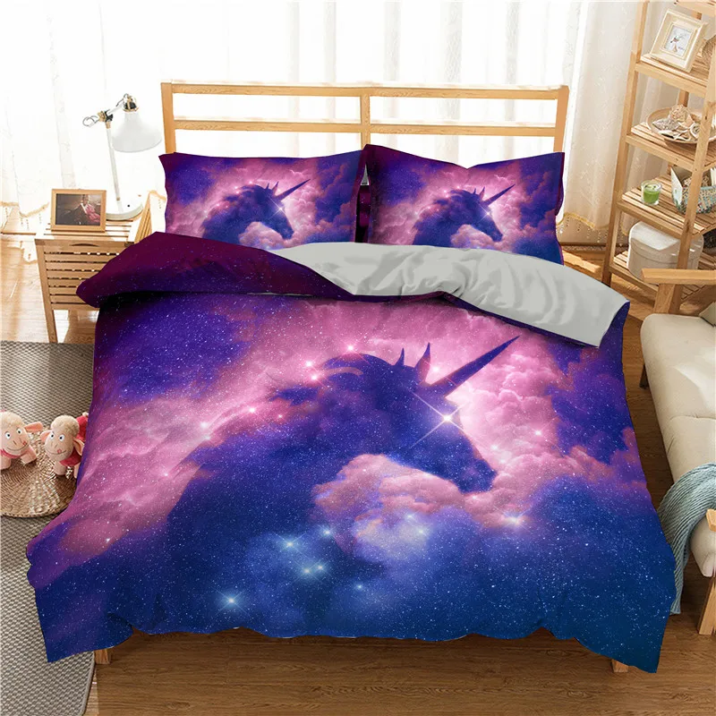 

Unicorn Pattern Duvet Cover Home Textiles 3d Cartoon Animal Bedding Set Pillowcase 2/3pc Queen King Size For Bedroom Decor