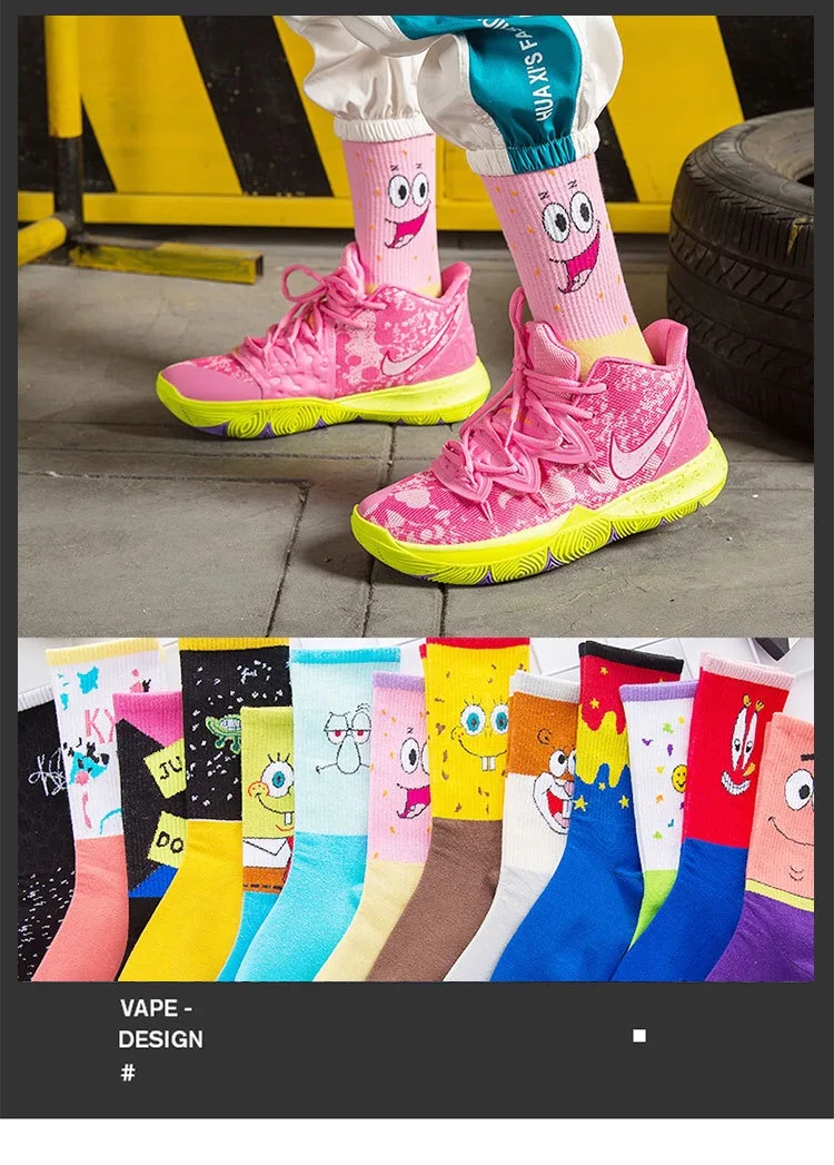 Стильные милые короткие носки, мужские с героями мультфильмов; Harajuku милые короткие Носки с рисунком; модные носки для скейтборда; забавные m