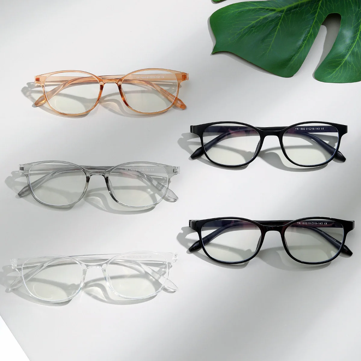 

glasses tr1802 men's and women's transparent blue full frame large face glasses frame can be equipped with
