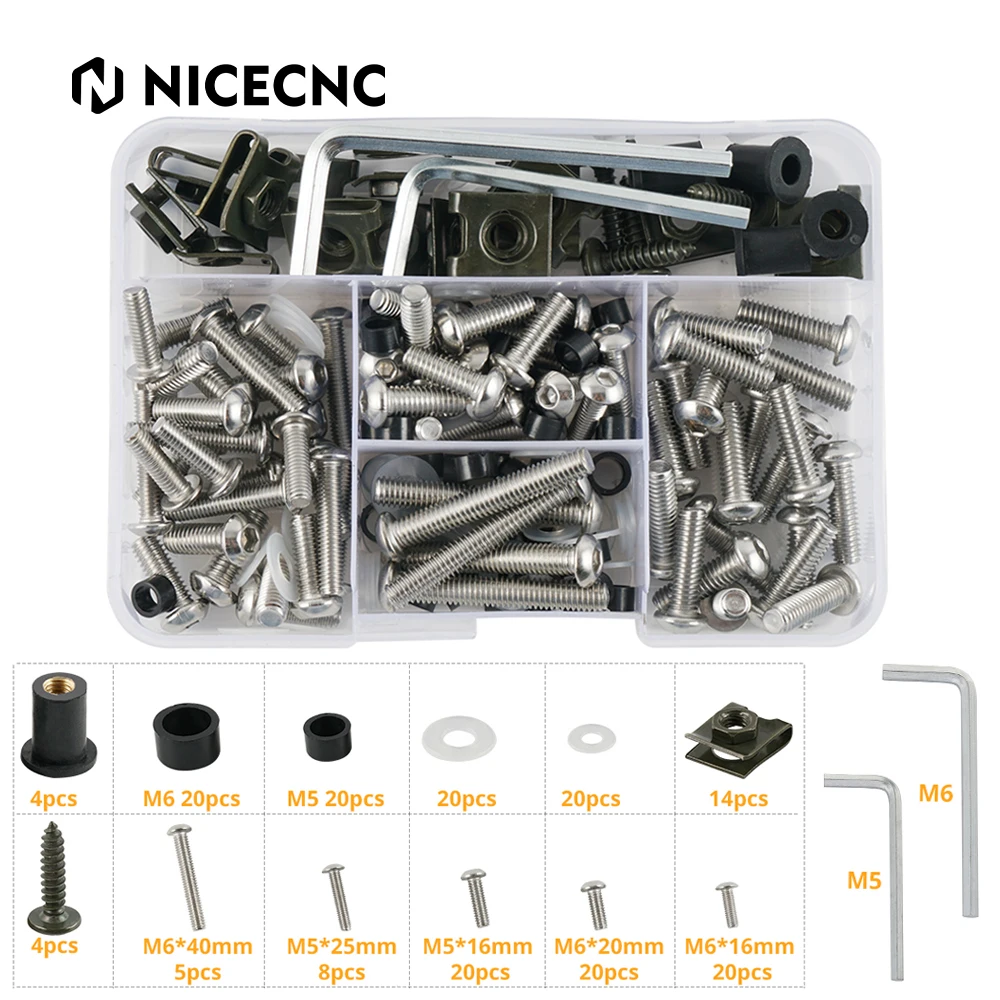 

177PCS Motorcycle Screws Fairing Bolt Nuts Body Screws for Yamaha YZF R1 R15 R25 R3 R6 R7 R125 R15 R25 MT03 MT07 MT10 FZR FJ TZ
