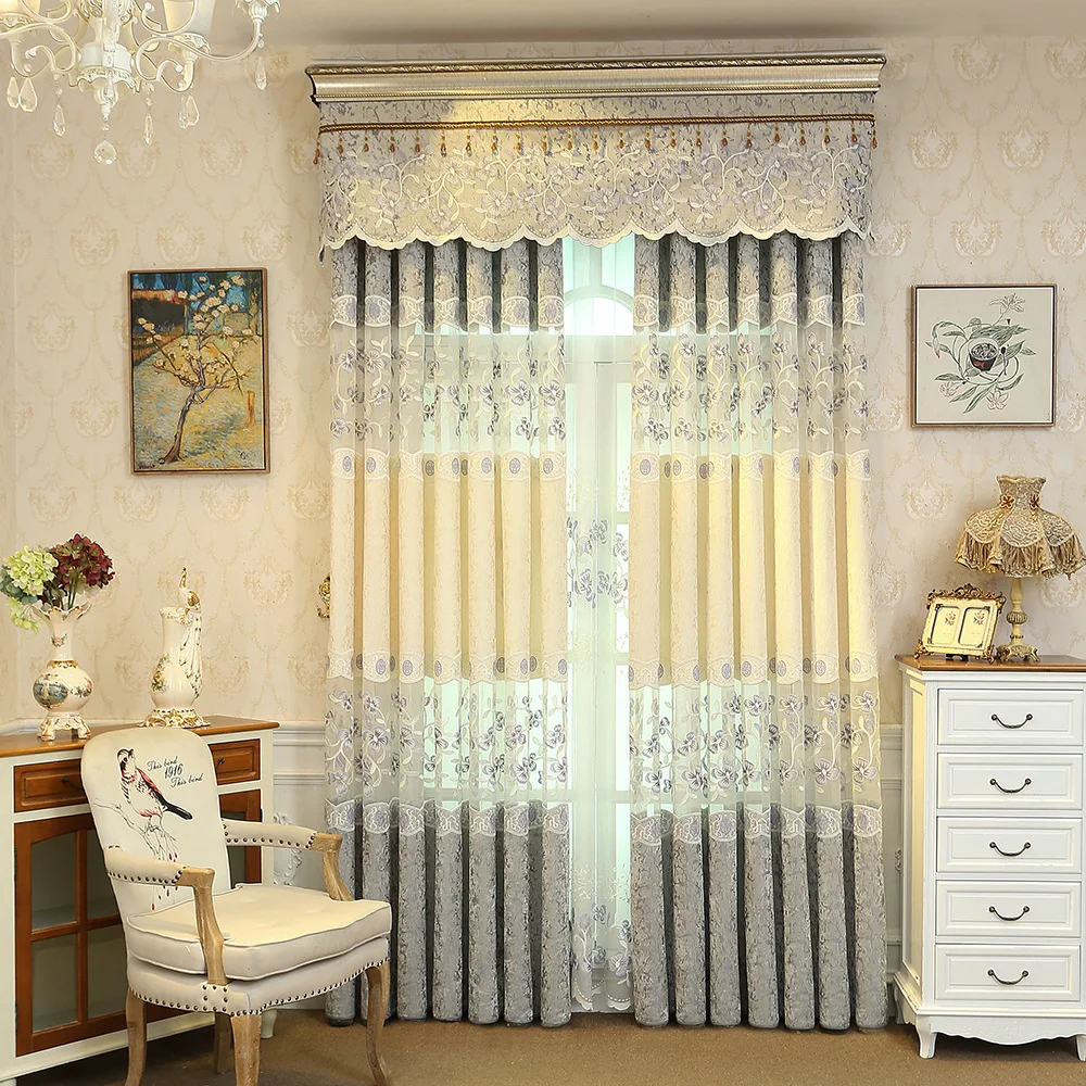 Жаккардовая занавеска в европейском стиле высокоточная готовая с прострочкой