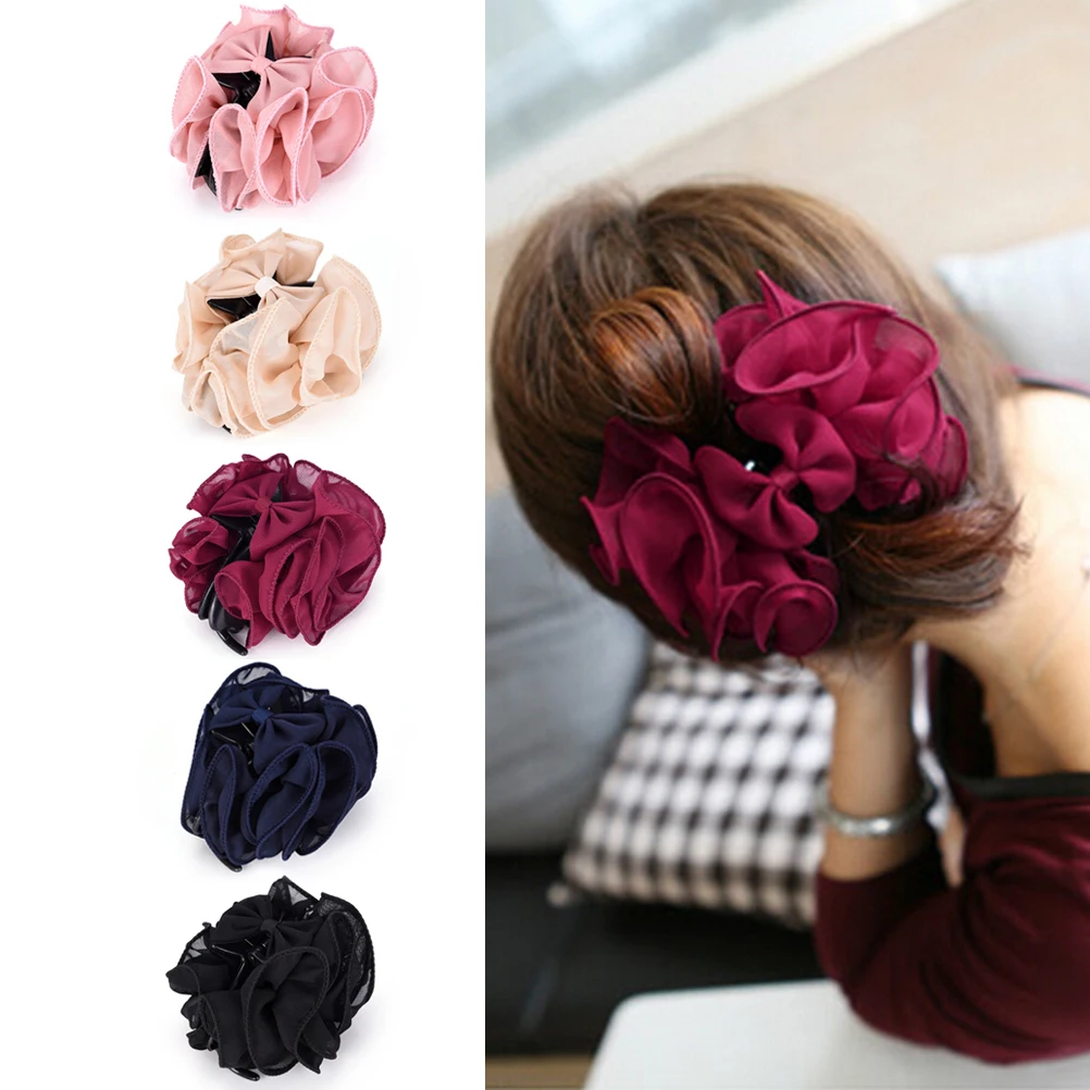 

Crab For Hair Chiffon Hair Clips For Women Flower Barrettes Girls Claws Bowknot Hair Accessories For Female Hairpin