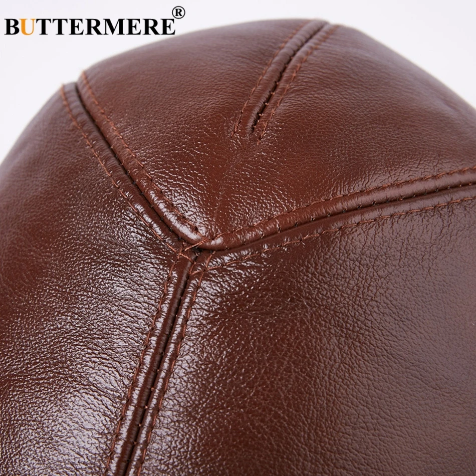 BUTTERMERE плоские кепки береты из натуральной кожи мужская коричневая шапка