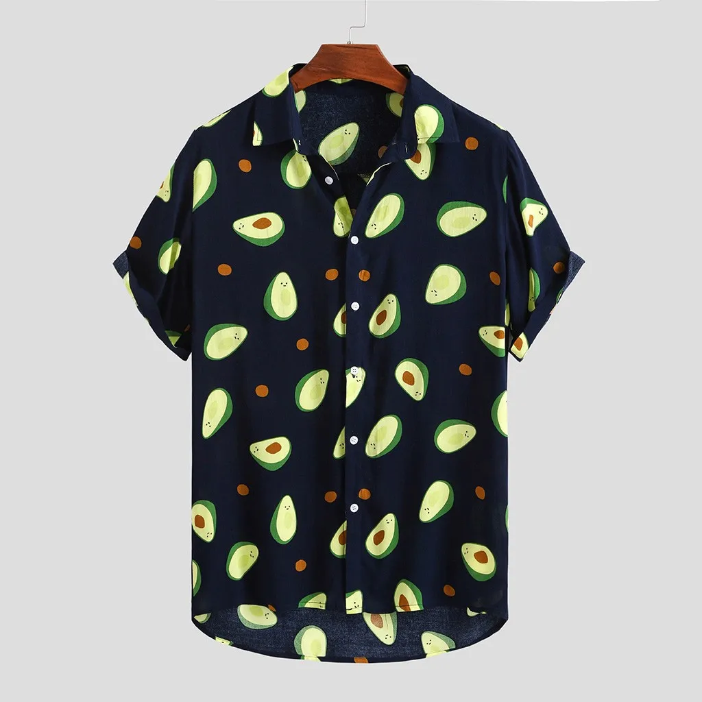 

Best Sale Plus Size 3XL Fashion Avocado Printed Hawaiian Beach Summer Shirts