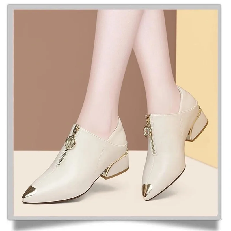 

Cresfimix Women Classic High Quality Pointed Toe Black Pu Leather Short Ankle Boots Lady Beige Shoes Botas Femininas C9310