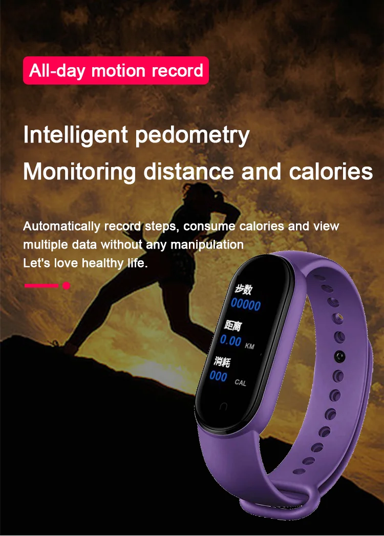

M5 Smart Band Men Women M5 Smart Watch Heart Rate Blood Pressure Sleep Monitor Pedometer Bluetooth Connection for IOS Android