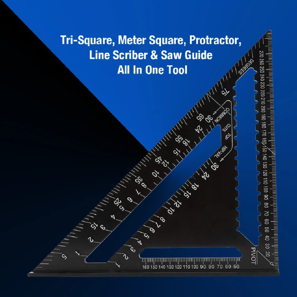 

Triangle Ruler 7inch/12inch Aluminum Alloy Angle Protractor Speed Metric Square Measuring Ruler For Building Framing Tools Gauge