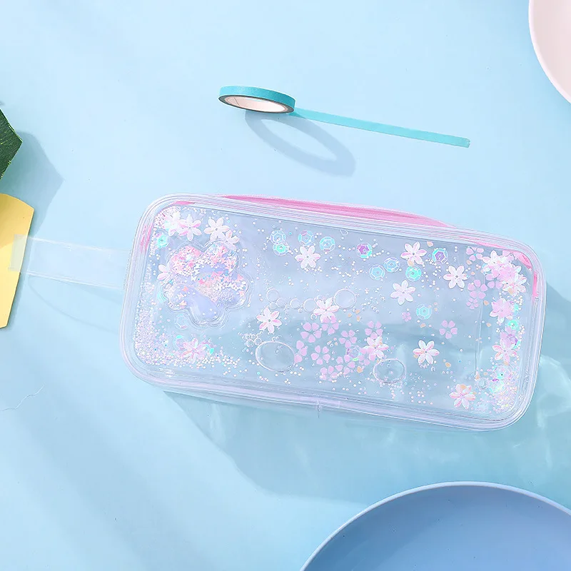 XZP Girl Pencil Case Transparent Oil Sandpaper Pen Bag Ins Style Cute Cosmetic Bag Wardrobe Organizer Travel Organizer Set