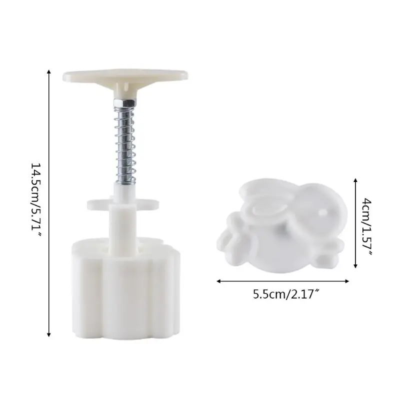 

50g Mooncake Barrel Mold with 3D Rabbit Stamp Hand Press Moon Cake Pastry Mould