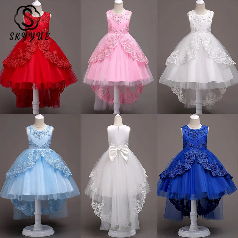Skyyue Flower Girl Dresses 6 Colors Court Train Bow Floor Length Girls Pageant Kids Party Lace for 584 | Свадьбы и торжества