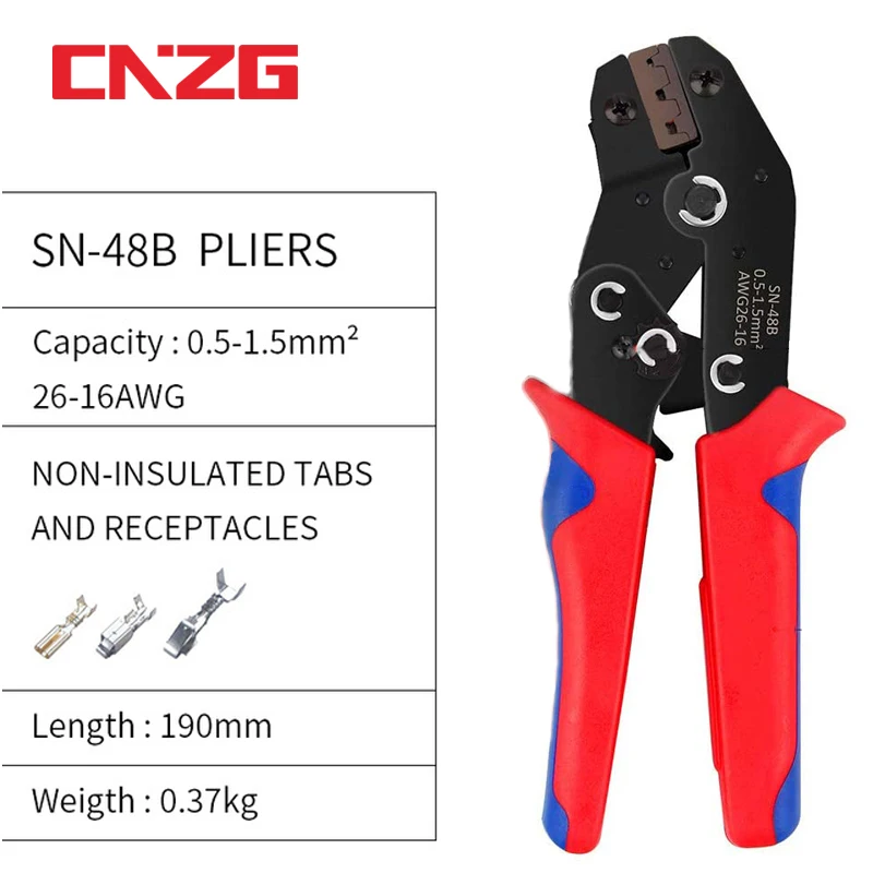 SN-48B Crimping Pliers 0.5-2.5mm² 2.8 4.8 6.3 Car spring plug crimp male wire Connectors Terminals Set Wire Electrical Hand Tool |