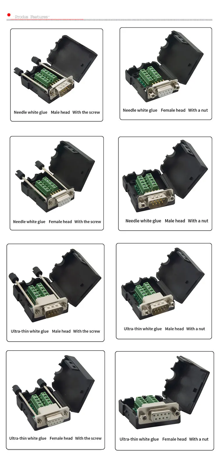 DB9 разъем мужской женский 9 9 контактный разъем RS232 RS485 Breakout терминалы 21-24 AWG провода крепления без сварки