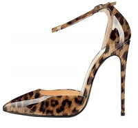 pumps high heels sandals women pointed toe leopard lady shoe thin heel single shoes ankle strap fashion sandalias femininas